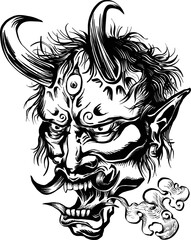 Fototapeta premium Japanese demon tattoo design vectors art