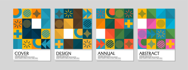 Abstract Bauhaus geometric covers.trendy retro design. for notebooks, planners, brochures, books, catalogs, annual.