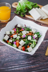 mexican salad bowl with panela white cheese and ingredients in Mexico	