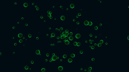Algae bubbles. Beautiful optical abstract color bokeh in the darkness background.