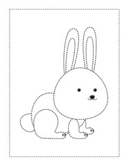 Bunny continue the pattern with pen, dotted line practice worksheet for preschoolers