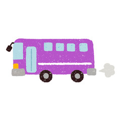 手描きのバス　紫色　PNG - obrazy, fototapety, plakaty