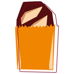 Baguette bread with paper bag vector illustration in flat color design