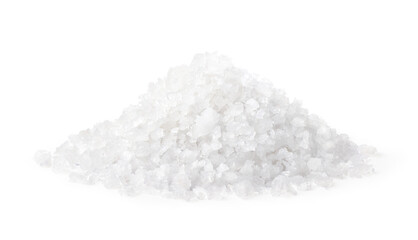 Pile of Pure natural sea salt isolated on white background.