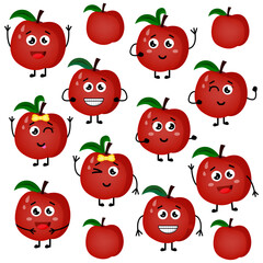 Vector Illustration Cute Red Apple Cartoon