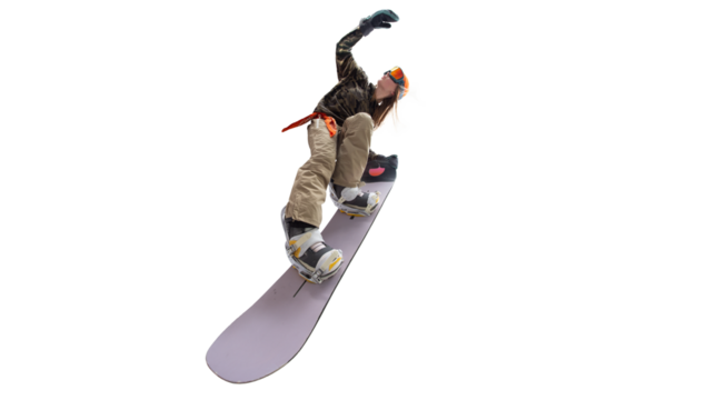 Snowboarder girl isolated on white