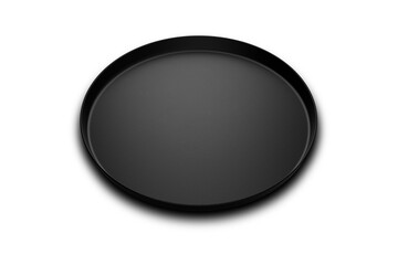 Blank black tray mockup isolated on white background. 3d rendering