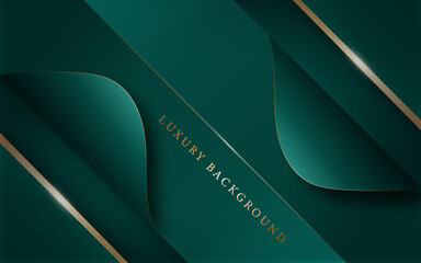 
Premium green abstract geometric background with gradient color and golden line elements. Luxury style