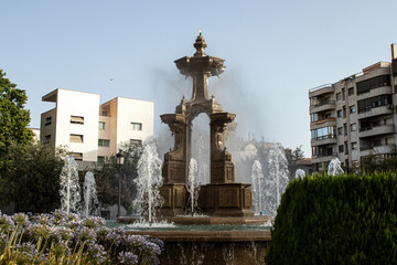 Fountain in a central park in Toledo