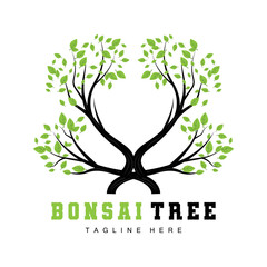Fototapeta premium Green Tree Logo Design, Bonsai Tree Logo Illustration, Leaf And Wood Vector