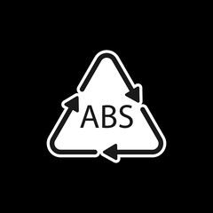 Plastic recycle symbol ABS 9 vector icon. Plastic recycling code ABS.