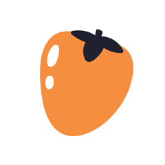 Persimmon, exotic tropical whole fruit. Fresh natural food, ripe orange berry. Organic eating. Persimon icon. Flat vector illustration isolated on white background