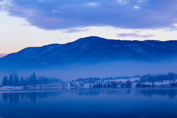Winter landscapes at a lake