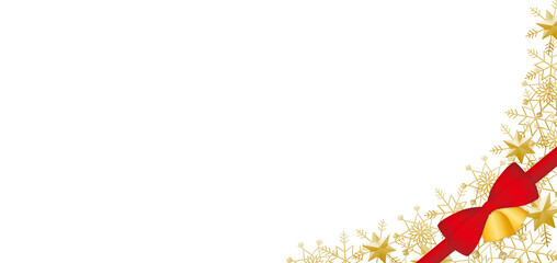 雪の結晶　フレーム　ゴールド	リボン
