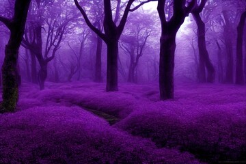illustration of a dark purple forest