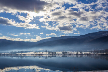 Fototapeta na wymiar Winter landscapes at a lake