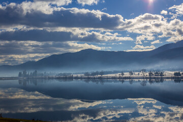 Winter landscapes at a lake