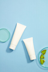 Kiwi slices on a glass tray, fresh kiwi essence, and two empty sample bottles for nutrients are all included. Advertising products. Insert a label