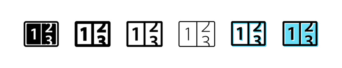 Scoreboard icon. Counter vector symbol. Simple countdown outline signs. Numerical display icons set. Flip number panel tower blue web sign. Mechanic panels, numbering display, number list, score board