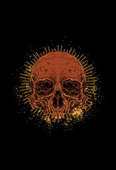 Skull with light vector illustration