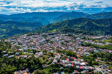 Fototapeta na wymiar Village La Palma in Colombia with Drone