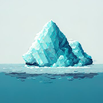 Iceberg Global Warming Sea Pixer Art Illustration