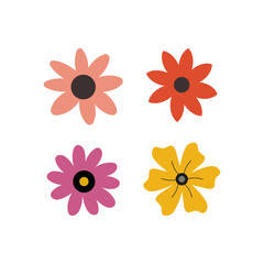 Fototapeta na wymiar Set of flat spring flower icons in silhouette for vector elements