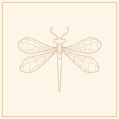Art nouveau style dragonfly insect basic element. 1920-1930 years vintage design. Symbol motif design.