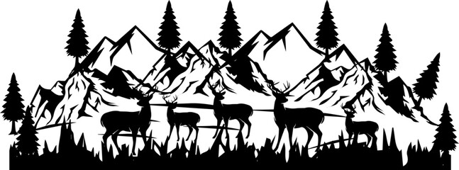 Fototapeta premium Christmas deer silhoutee