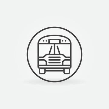 School Bus in Circle vector concept line icon or sign