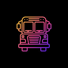 School Bus vector colored line icon. Schoolbus transport sign