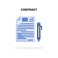 Contract flat icon. Vector illustration on white background. Can used for digital product, presentation, UI and many more.