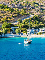 Agathonisi Island beach view in Greece Agothonisi is a small island in Aegean Sea.