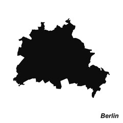 Vector high quality map of the German federal state of Berlin - Black silhouette map isolated on white © lnm