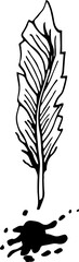 Obraz premium Feather and blot doodle hand drawn illustration 