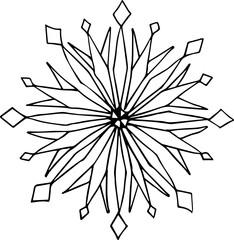 Simple christmas snowflake  hand drawn illustration.