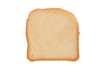 Delicious bread slices isolated on a white background, top view.
