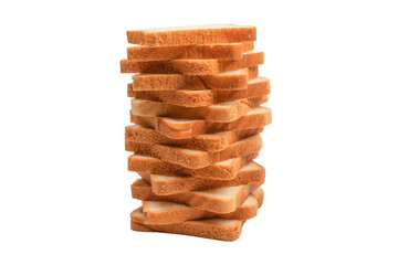 Delicious bread slices isolated on a white background, top view.