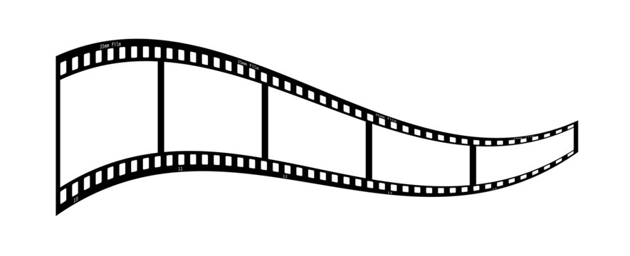 35mm film strip vector design with 5 frames on white background. Black film reel symbol illustration to use in photography, television, cinema, photo frame.
