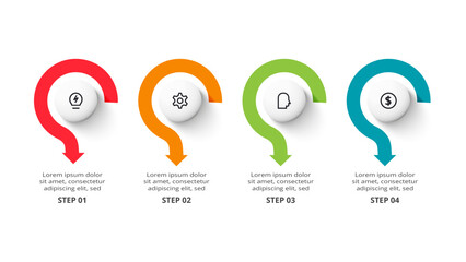 Creative concept for infographic with 4 steps, options, parts or processes.