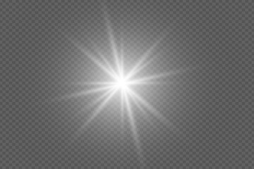 Fototapeta premium Sunlight, special lens flare, light effect. Sun flash with rays and spotlight. illustration.
