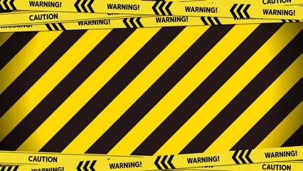 Ligne d'avertissement noire et jaune rayée fond rectangulaire, rayures jaunes et noires sur la diagonale - obrazy, fototapety, plakaty