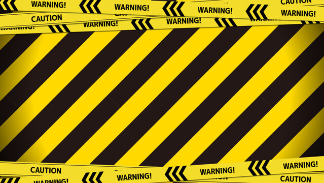 Ligne d'avertissement noire et jaune rayée fond rectangulaire, rayures jaunes et noires sur la diagonale