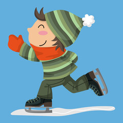 illustration of a boy ice skating