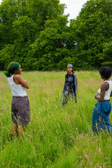Fototapeta premium Three black friends out in nature.