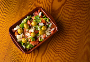 Trampo typical summer dish of Mallorca - Rectangular clay plate