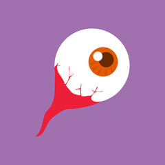 crazy bloody eye ball for halloween decoration in flat design