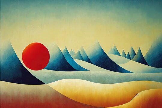 Abstract landscape art milu deer. Fashion of modern art wall can be used for wall decoration, wallpaper, murals, carpet, hang a picture