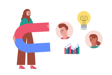 Character with a big magnet