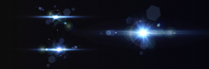 Glow effect. Blue glowing particles, stars. Vector illustration.